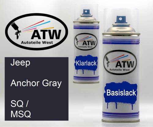 Jeep, Anchor Gray, SQ / MSQ: 400ml Sprühdose + 400ml Klarlack - Set, von ATW Autoteile West.